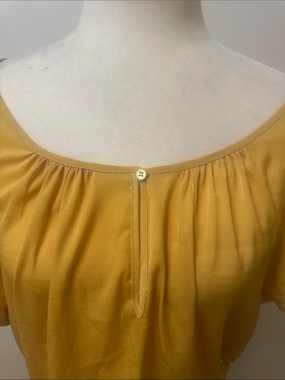Flutter Sleeve Scoop Neck Top in Mustard Yellow - Picture 2 of 5